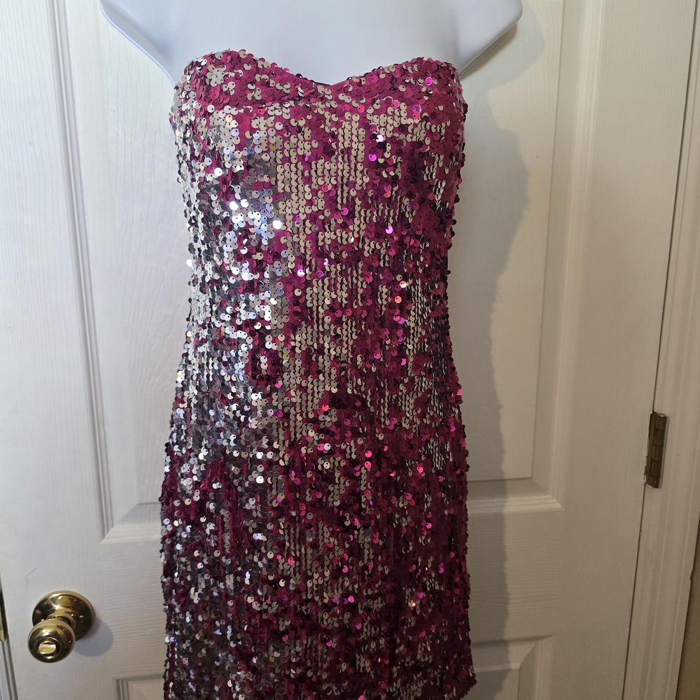 As U Wish Pink and Silver Sequin Mini Dress